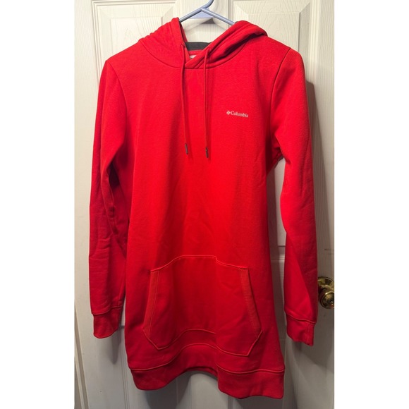 Columbia Tops - Columbia Womens Red Longline Fleece Hoodie Pullover Sweatshirt dressSmall